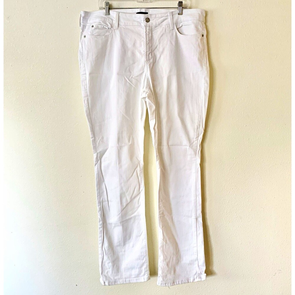 NYDJ Women’s Marilyn Straight Leg White Denim Jeans Stretch 5-Pocket Size 16